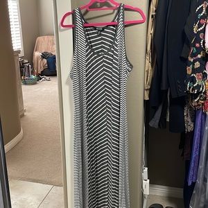Striped grey and white maxi dress